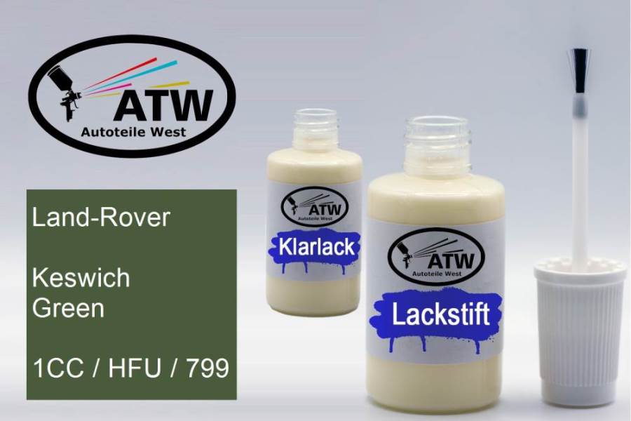 Land-Rover, Keswich Green, 1CC / HFU / 799: 20ml Lackstift + 20ml Klarlack - Set, von ATW Autoteile West.
